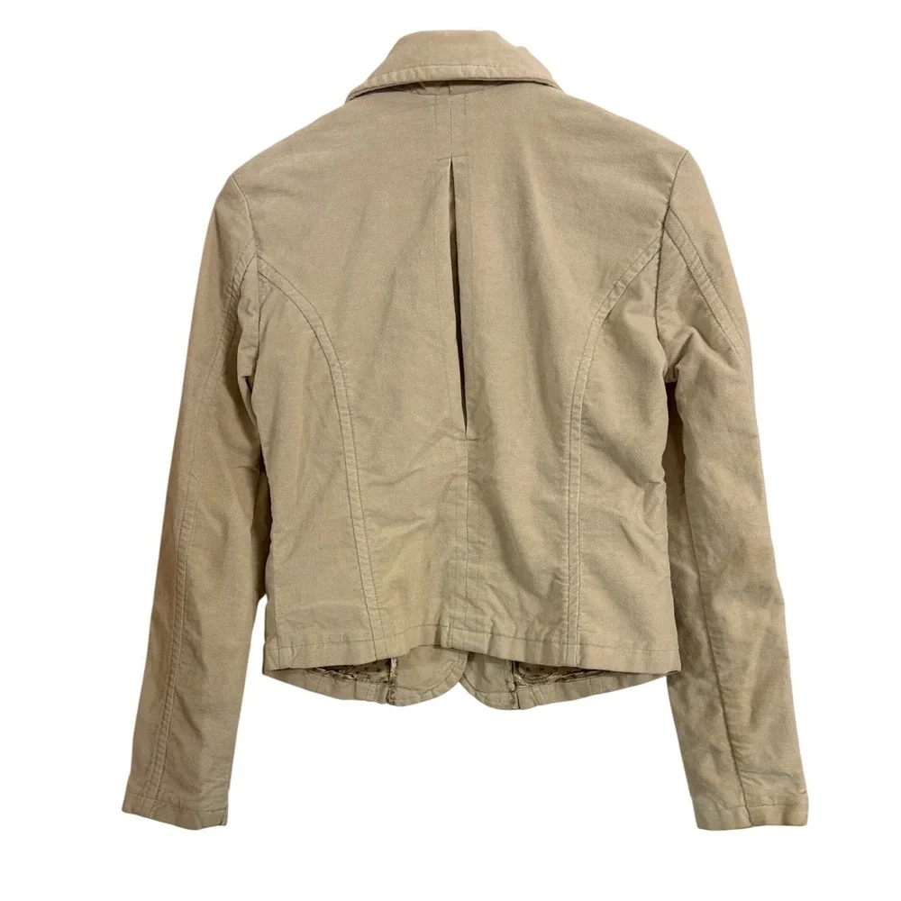 Aeropostale Tan Corduroy Blazer Jacket Womens Small Beige‎ 3 Button Stretch